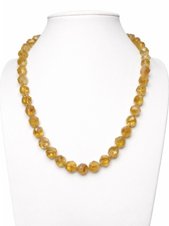Aprilsplace Jewelry - Natural Citrine faceted 10mm hand knotted 20 inch Aprilsplace necklace